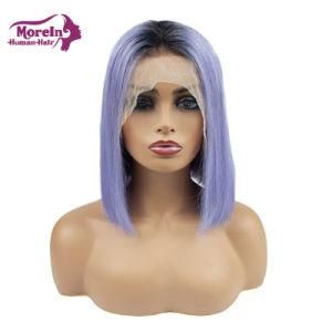 Wholesale Supplier 10A Two Tone 1b Light Purple Bob Lace Frontal 100% Virgin Human Hair Wigs