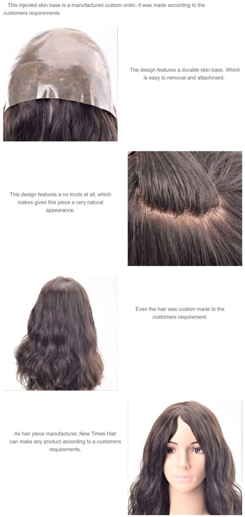 Custom Ladies Injected Skin Real Human Hair Wig