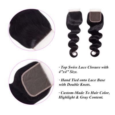 Wholesale Top Quality Natural Part Body Wave 100% Peruvian Human Hair Lace Closure