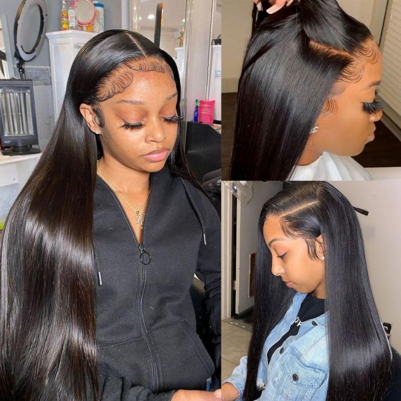 Wholesale Straight Brazilian Hair HD Lace Wigs, Full Lace Frontal Wigs with Baby Hair, Virgin Human Hair Wigs for Black Women