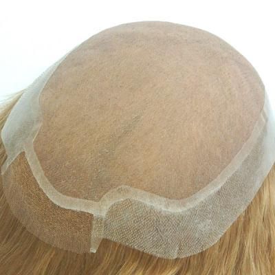 Fine Mono with Clear Poly Around and French Lace Front with Blond Remy Hair Piece for Women