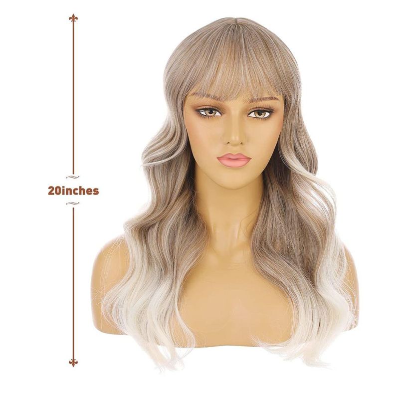 Blond Lace Front Wigs, Long Wavy Synthetic Hair Replacement Wigs for Women 20 Inches with Wig Cap Daily Wear Wig