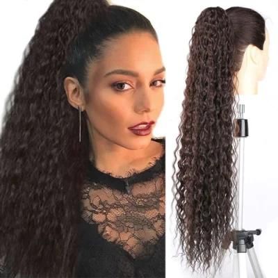 30&quot; Long Drawstring Synthetic Ponytail High Puff Afro Ponytail Hair Extensions Brown Curly Corn Wave Clip in Hair Pieces for Women (#4)