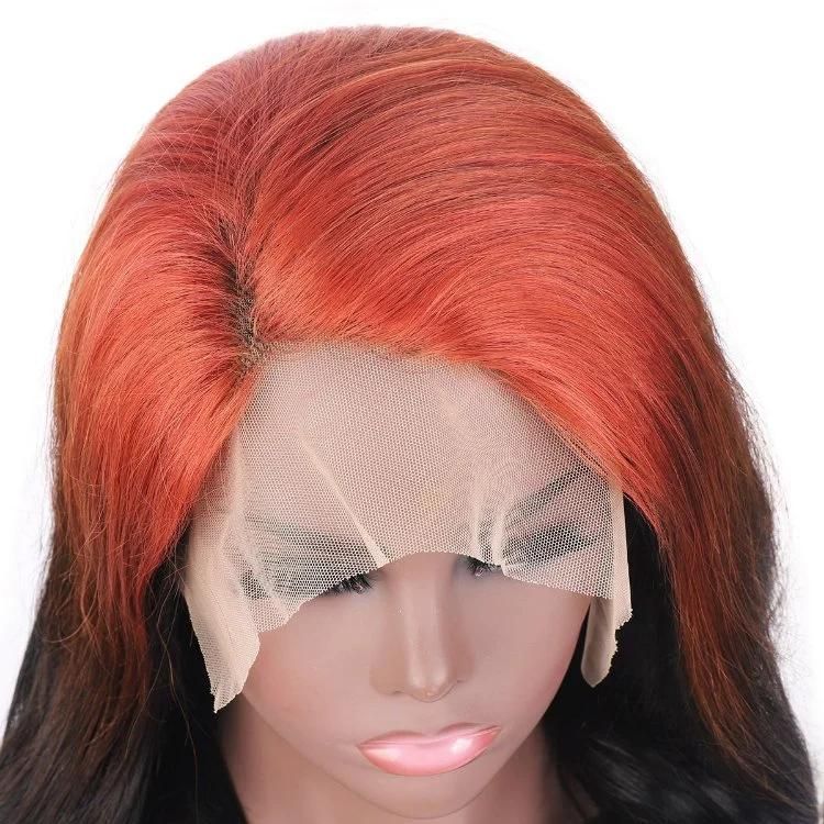 Wholesale 13X4 Lace Front Natural Wavy Human Hair Wig #Ginger/1b