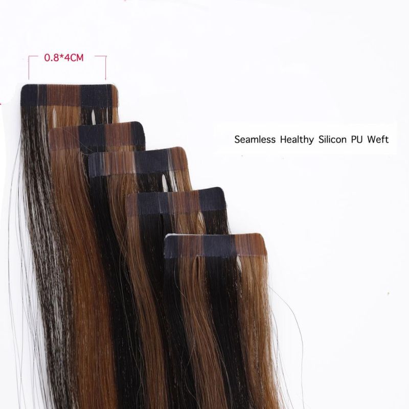 Hair for Woman Straight PU Skin Weft Hand Tied Tape in Adhesives Remy Human Hair Extensions 18" 2g/PC 40g/Pack Seamless Skin Weft Hair