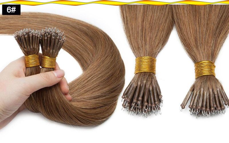 Real Human Hair Nano Ring Hair Extensions Machine Remy Pre-Bonded Straight Micro Beads Nano Tip
