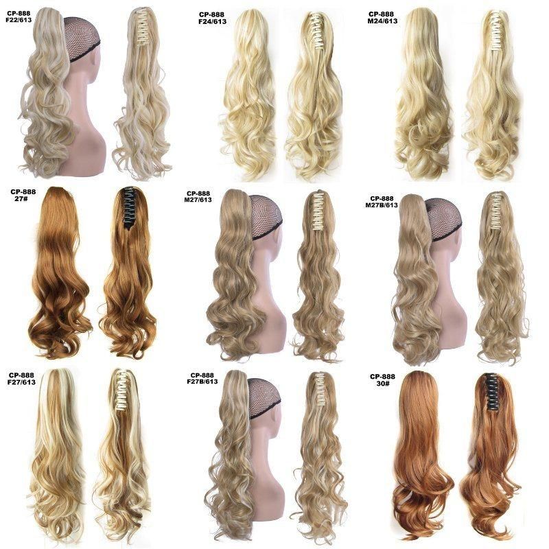 Natural Wavy Synthetic Clip in Hairpiece Human Hair Extensions Ponytail