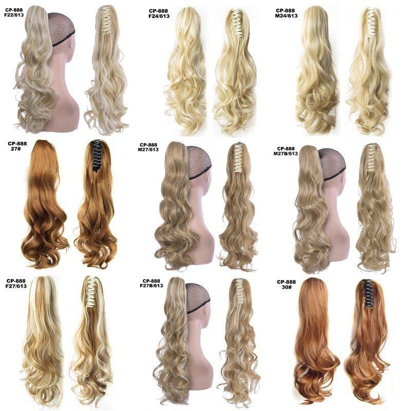 Natural Wavy Synthetic Clip in Hairpiece Human Hair Extensions Ponytail