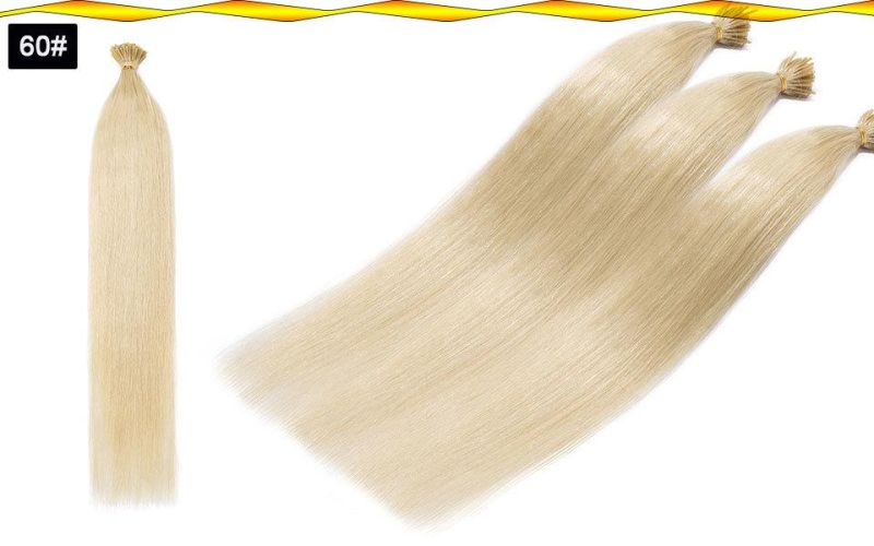 Human Hair Keratin Capsules Pre Bonded I Tip Hair Extensions