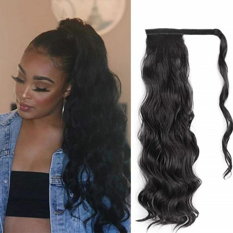 Kbeth 20 Inch Water Wave Ponytail Super Long Custom Accept Human Hair Extension Human Hair Clip in Drawstring Ponytail Brazilian Hair Extension Wholesale