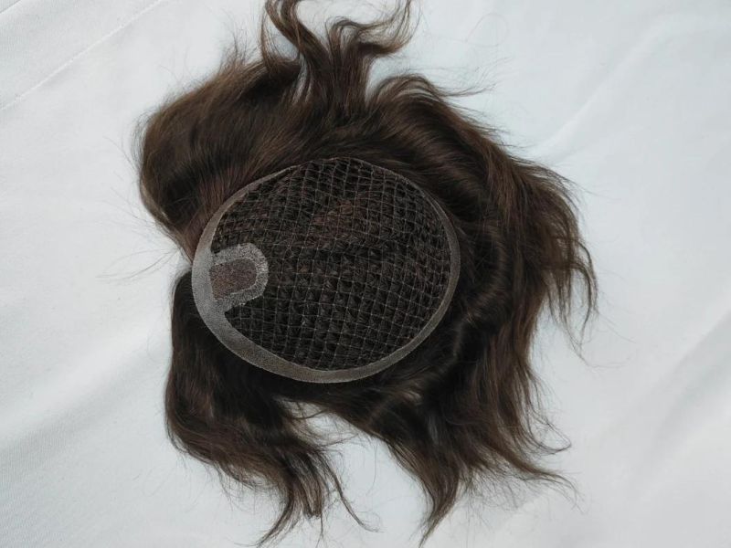 2022 Most Natural Human Remy Hair Integration Made of Fish Net and Swiss Lace Toupee