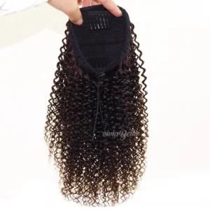 Peruvian Dark Brown Afro Curly Kinky Curly Bouncy 100% Human Hair Ponytail