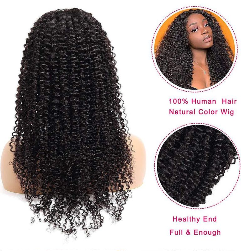 Wholesale Jerry Curly 4X4 Lace Closure Human Hair Wigs 150% Density, Unprocessed Brazilian Virgin Hair Free Part Wig Pre Plucked with Baby Hair 30 Inch