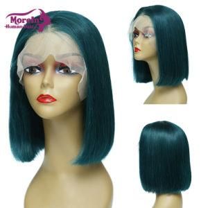 Morein Wholesale Dark Green Bob Short Human Hair Front Lace Wigs for Black Women