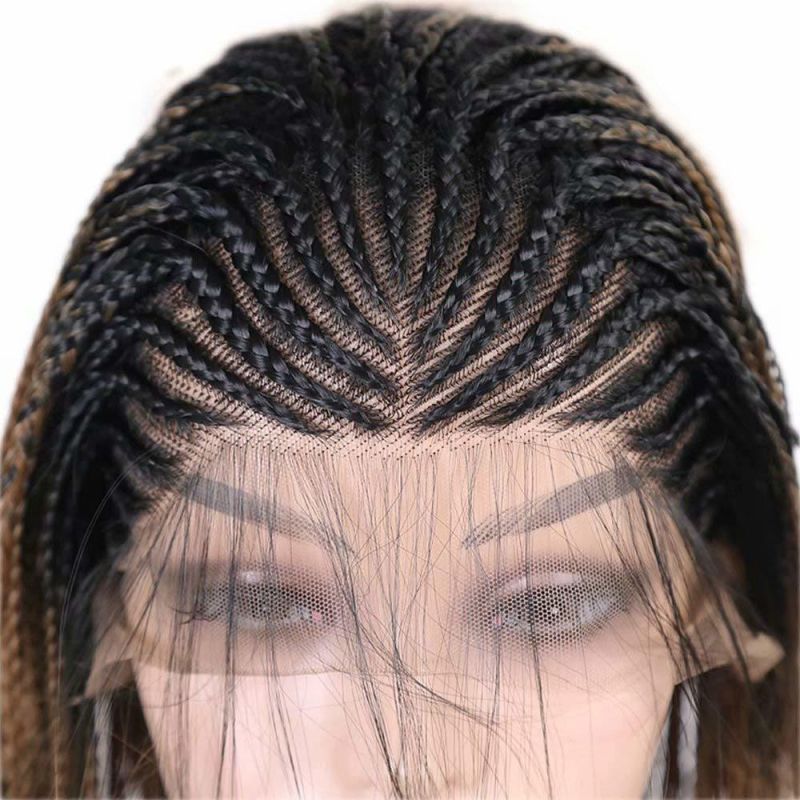20 Curly Braided Wigs 4X4 Soft Swiss Lace Front Cornrow Box Braids with Baby Hair Fully Handmade Lightweight Synthetic