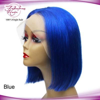 Cheap Natural Human Hair Remy Blue Bob Wigs for Sale