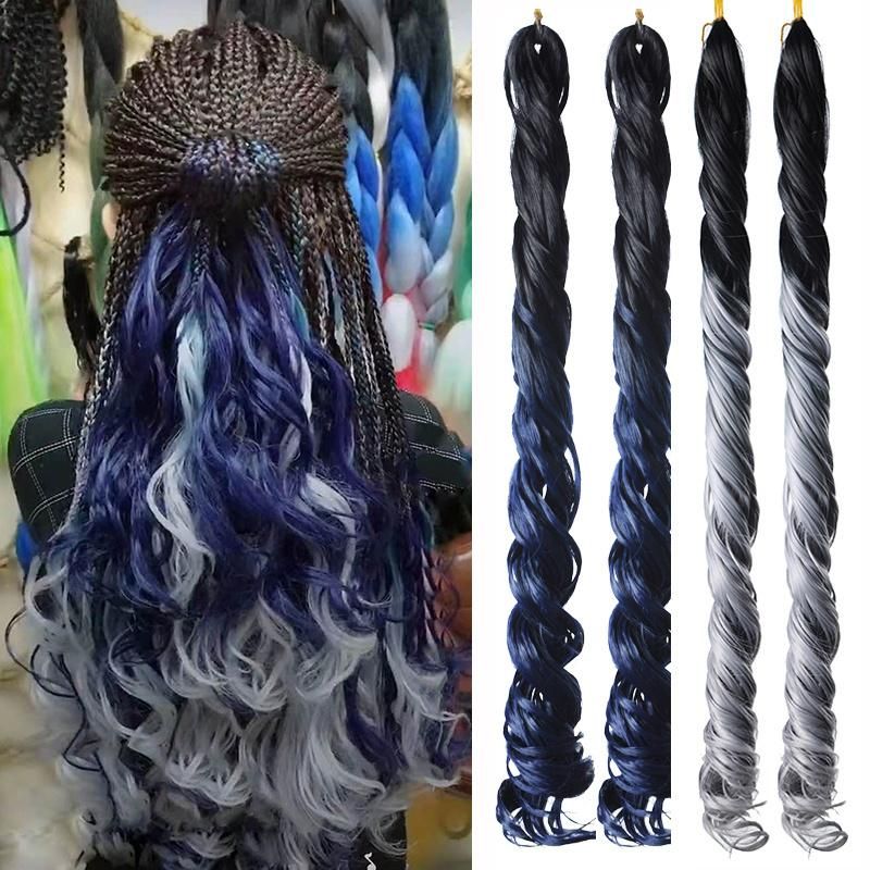 Synthetic High Temperature Fiber Jumbo Crochet Braids Deep Wavy Hair Bulk #Two-Tone