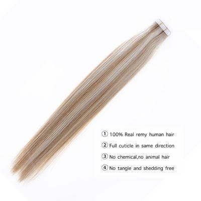 20PCS Straight Skin Weft Natural Hair Remy Tape Skin Weft Machine Human Hair Extensions Adhesive Hair