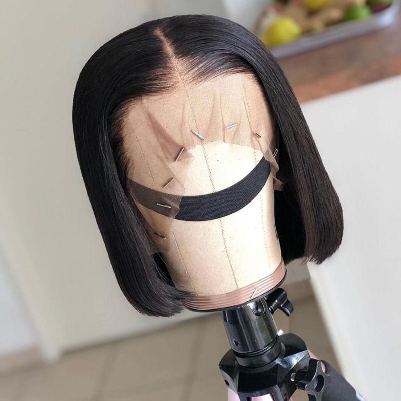 High Quality Straight Bob Natural Brazilian Hair Human Hair Wig Pre Plucked with Baby Hair Brazilian Human Hair Frontal Remy Closure Wigs for Black Women