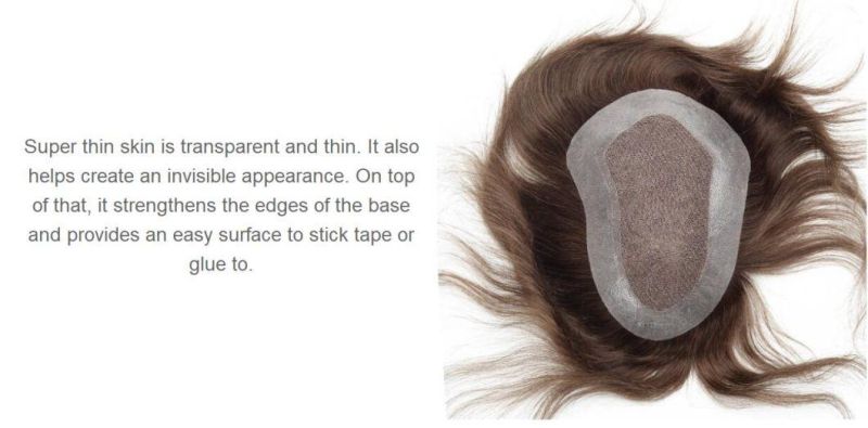 Men′s Toupee Is French Lace with Super Thin Clear PU Around