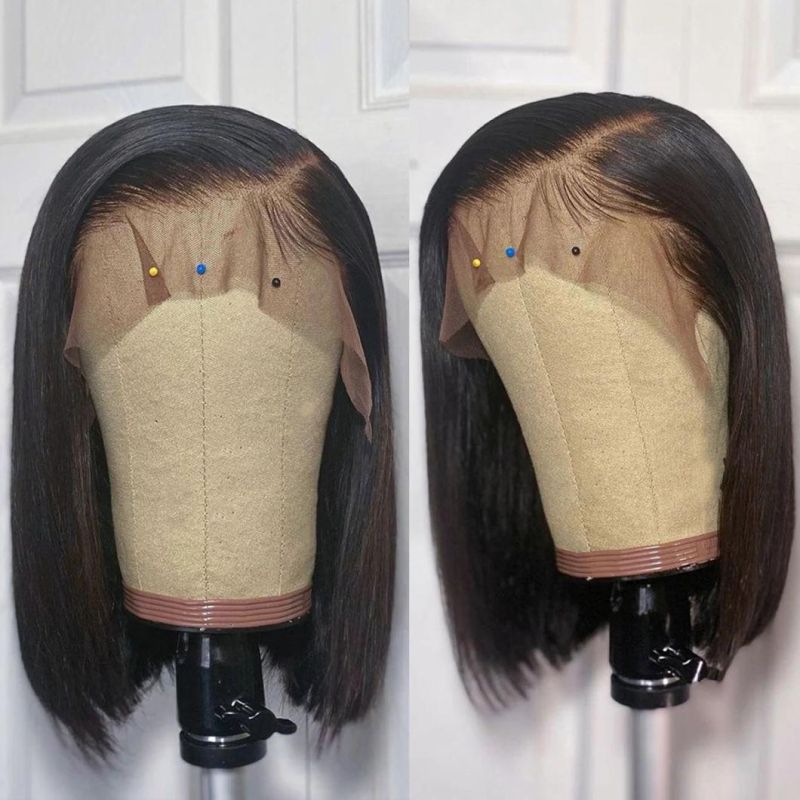 High Quality Straight Bob Natural Brazilian Hair Human Hair Wig Pre Plucked with Baby Hair Brazilian Human Hair Frontal Remy Closure Wigs for Black Women