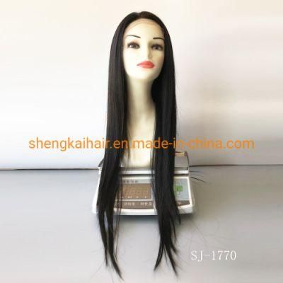 Full Hand Tied Synthetic Long Black Straight Lace Front Wig