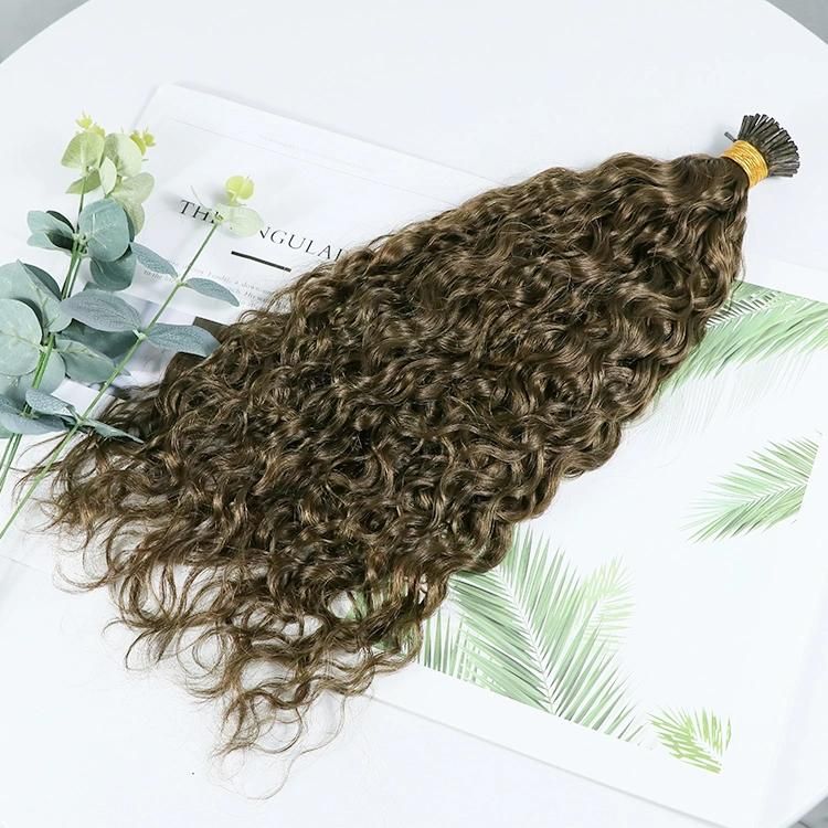 Kakiifashion Hair Double Drawn I Tip Human Hair Extension Kinky Curly Hair Extension