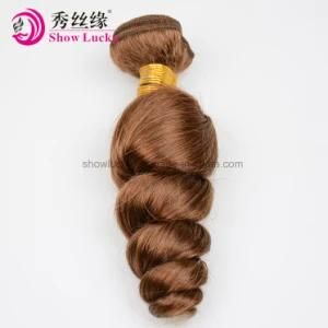 Full Cuticle Peruvian Virgin Remy Natural Brown #4 Loose Wave spiral Weave Human Hair Extension