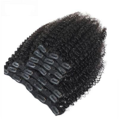 Afro Kinky Curly Clip in Brazilian Human Hair Extensions Natural Color Full Head 7PCS/Set Remy Hair 12-22 Inches