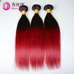 High Quality 1b/Fresh Red Straight Real Indian Virgin Ombre Human Hair Weft