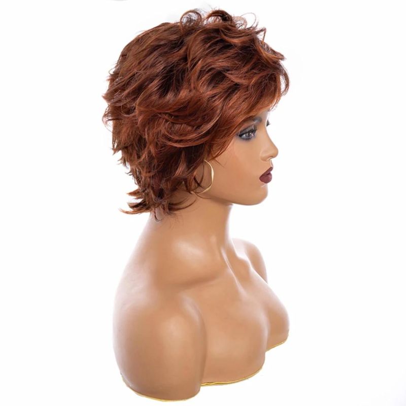 Short Red Wigs with Bangs Ginger Orange Wavy Synthetic Wig