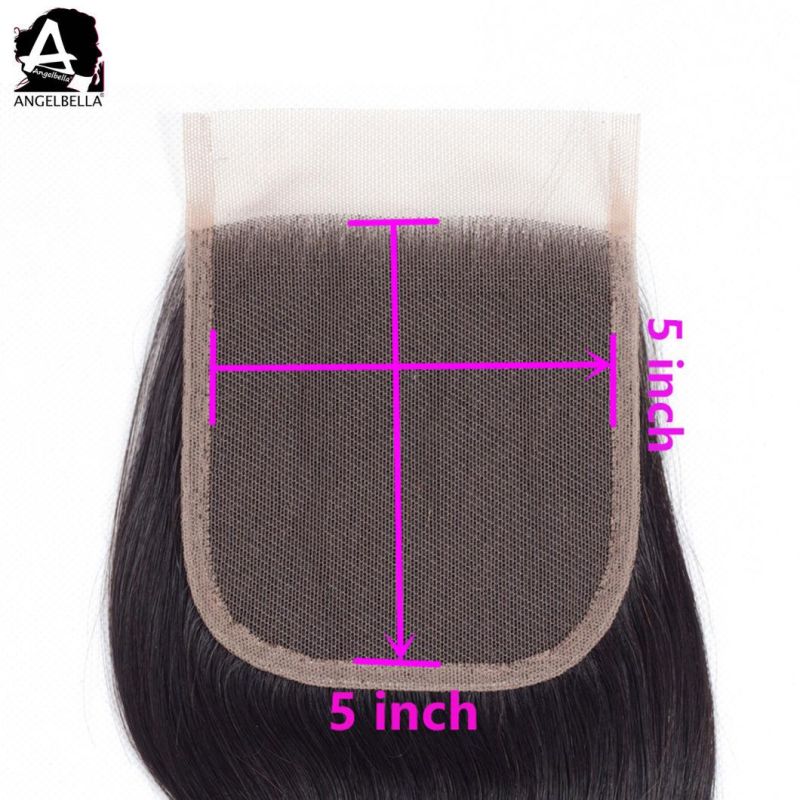 Angelbella Silky Straight Lace Closure 1b# 5X5 Virgin Human Hair Closures