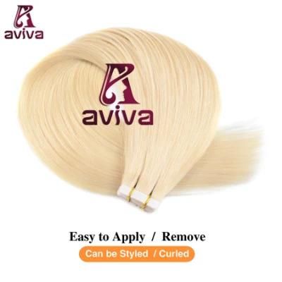 Aviva Blond Color Virgin Remy Tape Hair Extension 16inch Virgin Hair Skin Weft Tape in Hair Extension Indian Remy Human Hair Extension