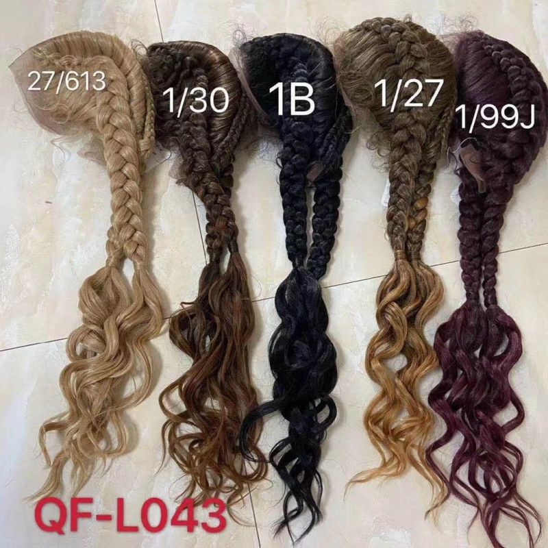 Braided Wigs for Women 100% Hand Braided 360 Swiss Lace Front Black Double Dutch Braided Wigs with Baby Hair for Women