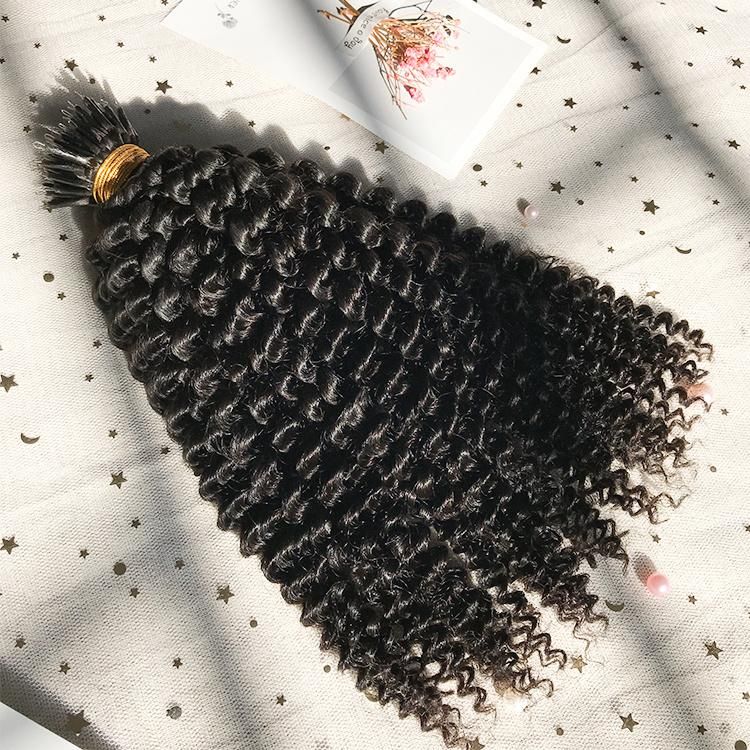 Wholesale 100% Human Hair 3mm Kinky Curly Nano Rings Brazilian Hair Extension