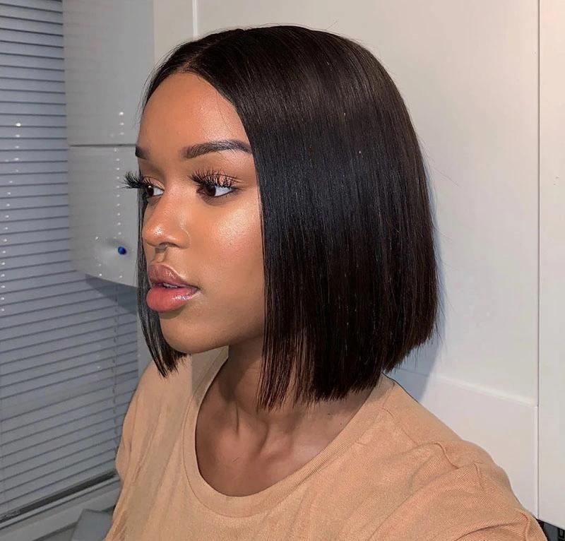 Kbeth Human Hair Wig Bob Cut 100 Percent Remy Virgin Brazilian Girl Original Hair 14 Inch Length Summer Cool Soft Good Price 13*4 Lace Frontal Wig Ready to Ship