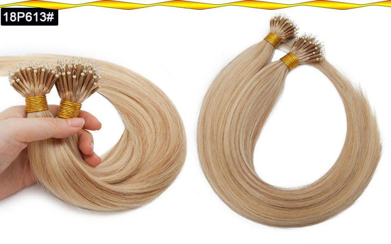 1g/Strand Nano Rings Micro Links Human Hair Extensions Micro Bead Pre Bonded Straight Natural Black Brown Blonde