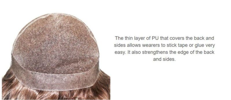 Medium Density - High Quality Mono Back and Sides with French Lace in The Front Men′s Toupee Wigs