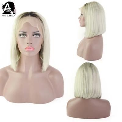 Angelbella Front Lace Wigs with Baby Hair Soft and Thick Ombre Gray Lace Frontal Wig Human Hair