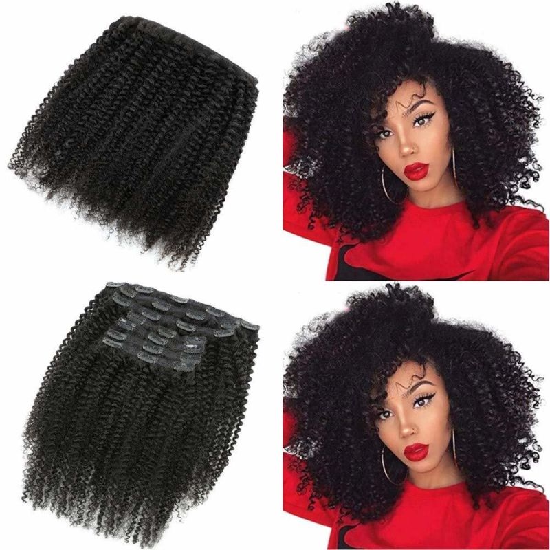 Kbeth Human Hair Extension for Black Women Hair Double Lace Weft Curly Clip in Extension #1b 100% Virgin Tape in Kinky Curly Human Hair Extensions Supplier