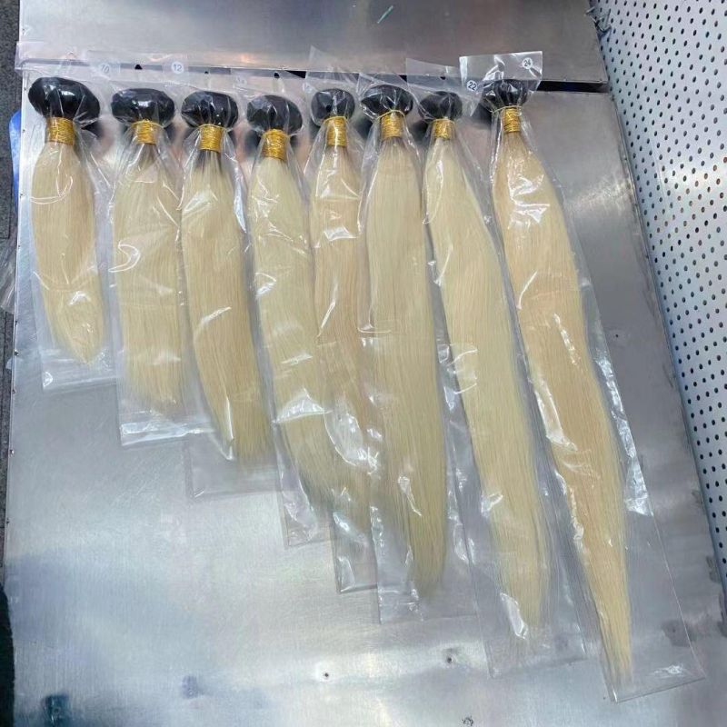 Black Root 1b/613 Blonde Hair Bundles with Closure Blond Hair Extension Bundles Human Hair Virgin Blonde Hair