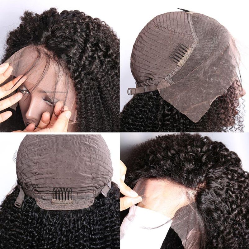 Afro Kinky Curly Wig Natural 1b 13X4 Lace Front Human Hair Wigs for Black Women Pre Plucked 150% Sunlight Remy Hair Wig