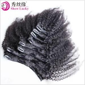Natural Color Unprocessed Remy Mongolian Afro Kinky Curly Virgin Human Hair Extension Clip in Hair Products
