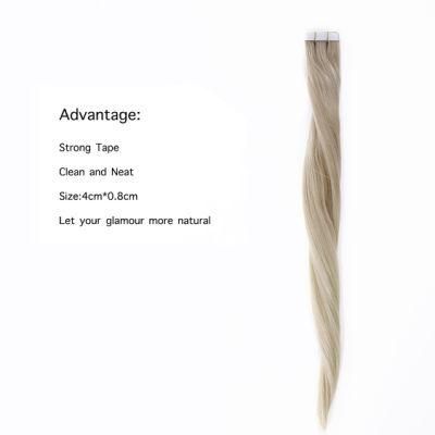 Tape Human Hair Extensions Straight 613# Blonde Hair Extensions 20PCS Remy Hair