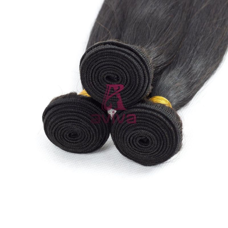Peruvian Silky Straight Virgin Hair Double Weft Human Hair Extension Natural Black
