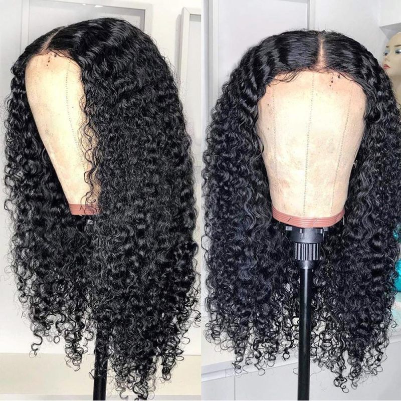 Jerry Curly 13X4 Lace Front Human Hair Wigs 150% Density, Unprocessed Brazilian Virgin Hair Free Part Wig Pre Plucked with Baby Hair 28inch