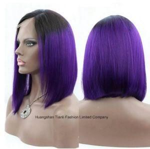 12&quot; Virgin Brazilian Human Hair Short Bob Wig 1b/Purple