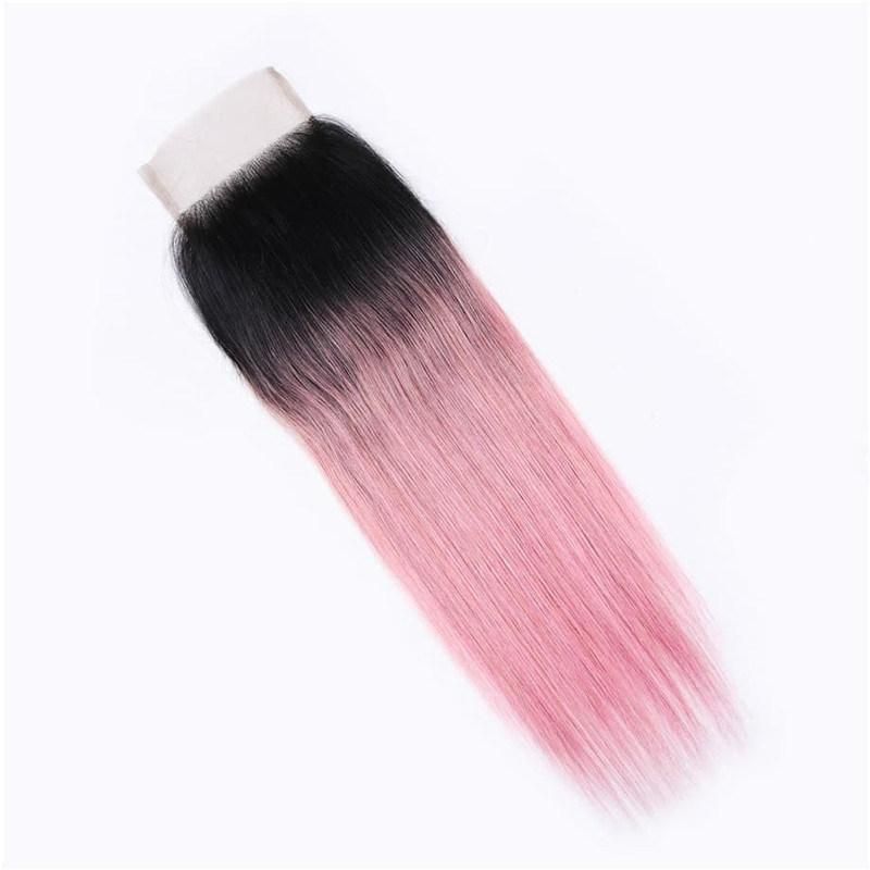 Pink Color Human Hair Extension with HD Lace Closure for Black Women Customized Body Wave 30 Inch Remy Hair Bundle