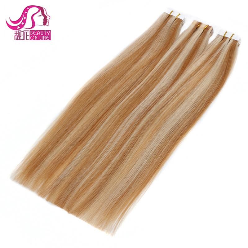 Tape in Human Hair Extension, Natural Double Drawn Tape Hair Extension 16"-24" 20PCS/Lot Brazilian PU Hair, Remy Skin Weft Hair