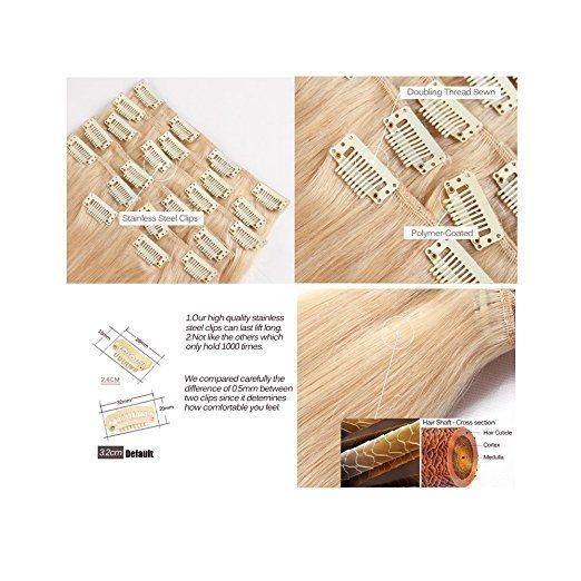 Aviva Brazilian Hair Extension Clip in Human Hair Extension 16inch 60# 7PCS for Full Head (AV-CHL07-16-60)